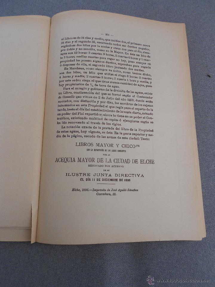 Libros de segunda mano: ESTUDIO ACERCA DE LA INSTITUCION DEL RIEGO DE ELCHE. - Foto 8