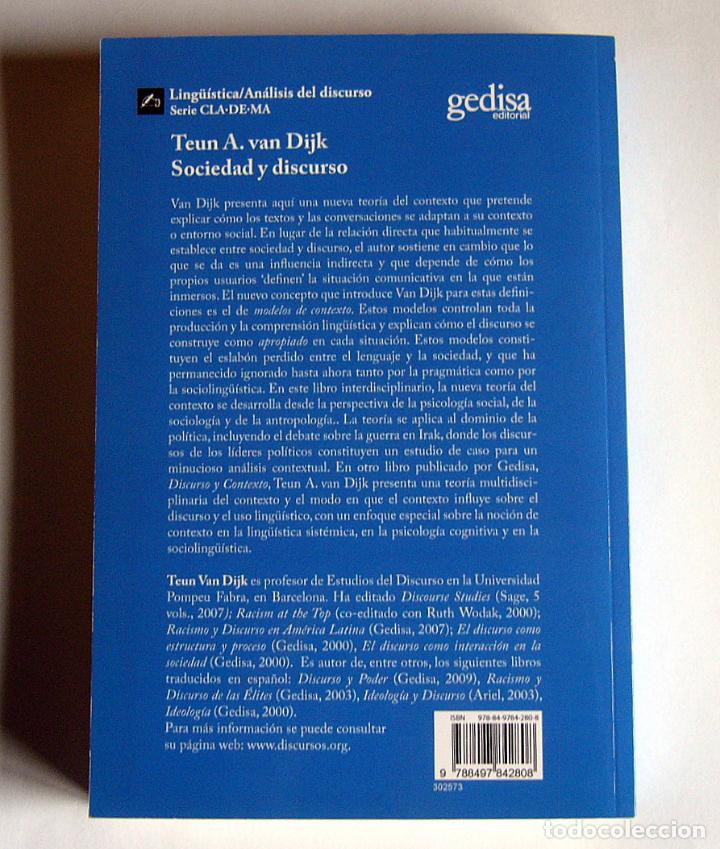 Libros de segunda mano: SOCIEDAD Y DISCURSO -TEUN A. VAN DIJK - Foto 3