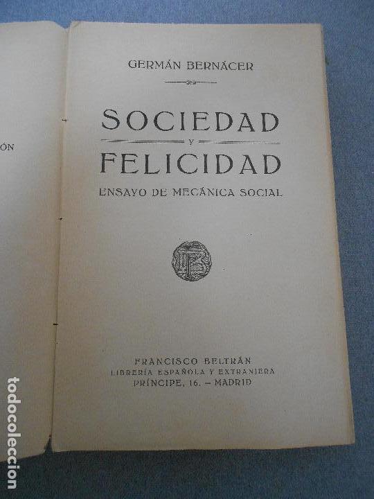Libros de segunda mano: SOCIEDAD Y FELICIDAD - Foto 3