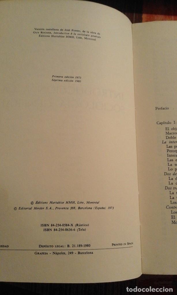 Libros de segunda mano: Introducci&oacute;n a la sociolog&iacute;a general - Guy Rocher - Foto 4