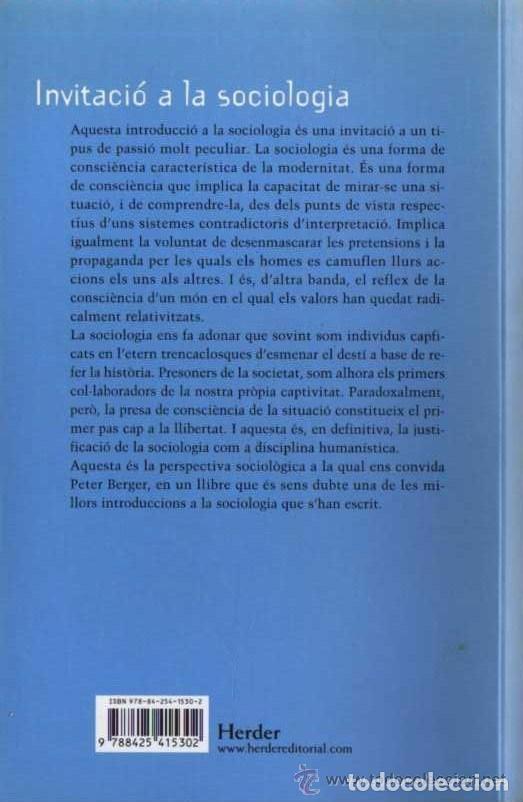 Libros de segunda mano: PETER L. BERGER - INVITACI&Oacute; A LA SOCIOLOGIA - HERDER - 2007 - Foto 2