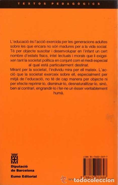Libros de segunda mano: &Eacute;MILE DURKHEIM - EDUCACI&Oacute; I SOCIOLOGIA - EUMO EDITORIAL - 1991 - Foto 2
