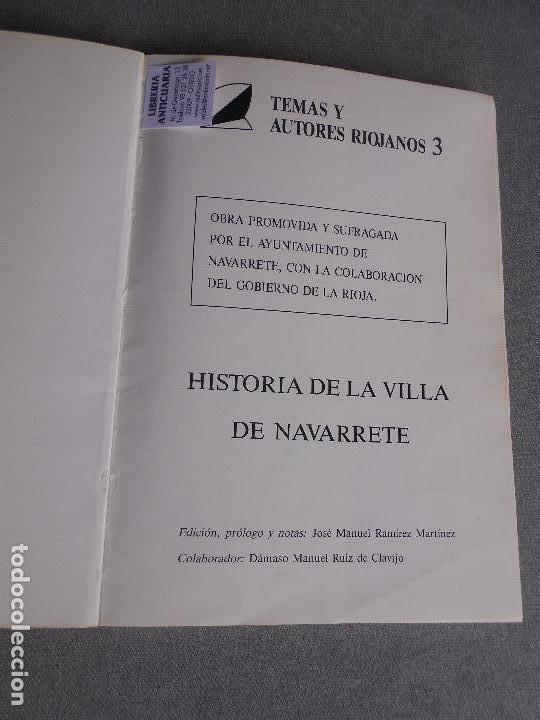 Libros de segunda mano: HISTORIA DE LA VILLA DE NAVARRETE - Foto 2