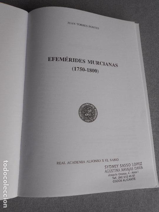 Libros de segunda mano: EFEMERIDES MURCIANAS 1750 - 1800 - Foto 2