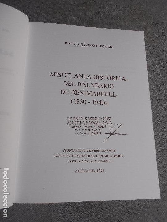 Libros de segunda mano: MISCELANEA HISTORICA DEL BALNERAIO DE BENIMARFULL - Foto 3