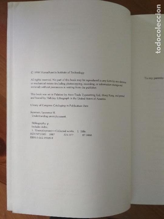 Libros de segunda mano: UNDERSTANDING UNEMPLOYMENT. LAWRENCE H. SUMMERS - Foto 3