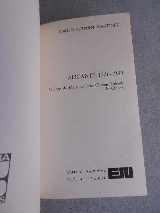 Libros de segunda mano: ALICANTE 1936 - 1939 - Foto 3