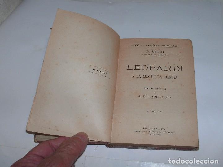 Libros de segunda mano: LEOPARDI A LA LUZ DE LA CIENCIA - Foto 1