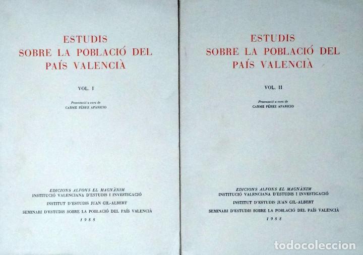 Libros de segunda mano: ESTUDIS SOBRE LA POBLACI&Oacute; DEL PA&Iacute;S VALENCI&Agrave;. - Foto 1