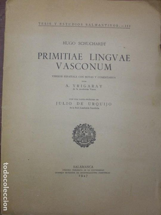 Libros de segunda mano: PRIMITIAE LINGUAE VASCONUM. DE HUGO SCHUCHARDT - Foto 1