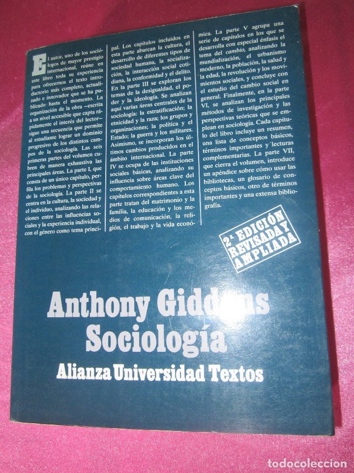 Libros de segunda mano: SOCIOLOGIA ANTHONY GIDDENS ALIANZA E6 - Foto 1