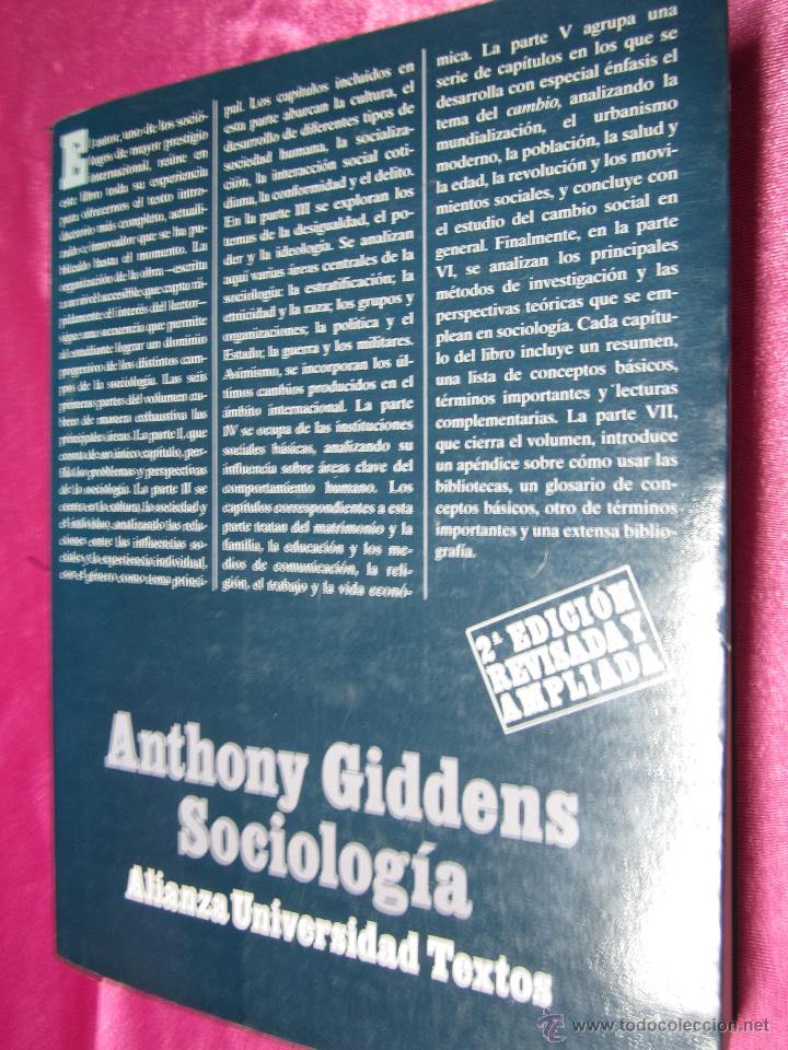 Libros de segunda mano: SOCIOLOGIA ANTHONY GIDDENS ALIANZA E6 - Foto 2