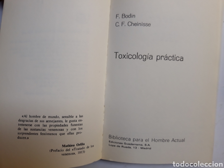 Libros de segunda mano: Toxicolog&iacute;a pr&aacute;ctica F.Bodin y Cheinisse - Foto 6