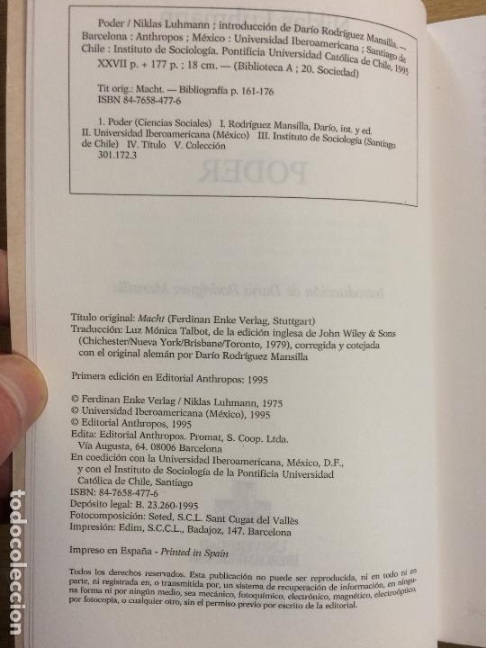Libros de segunda mano: PODER. NIKLAS LUHMANN. - Foto 3