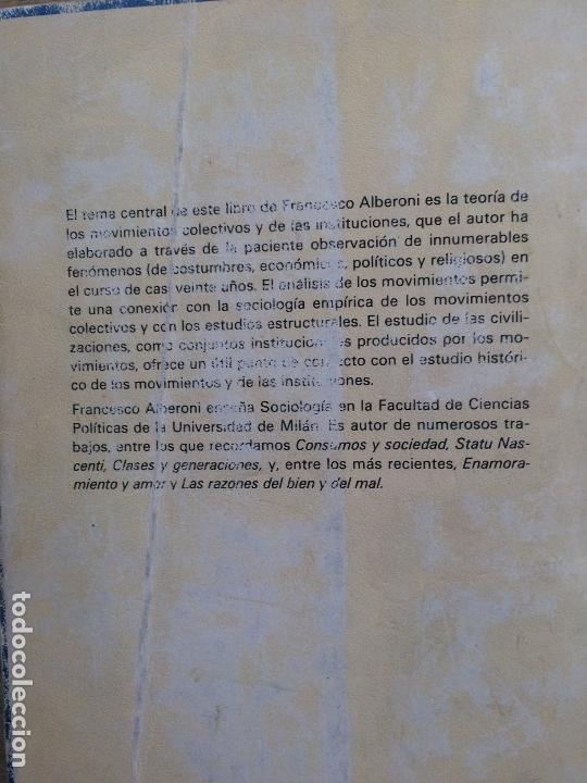 Libros de segunda mano: MOVIMIENTO E INSTITUCI&Oacute;N. TEOR&Iacute;A GENERAL. FRANCESCO ALBERONI. - Foto 5