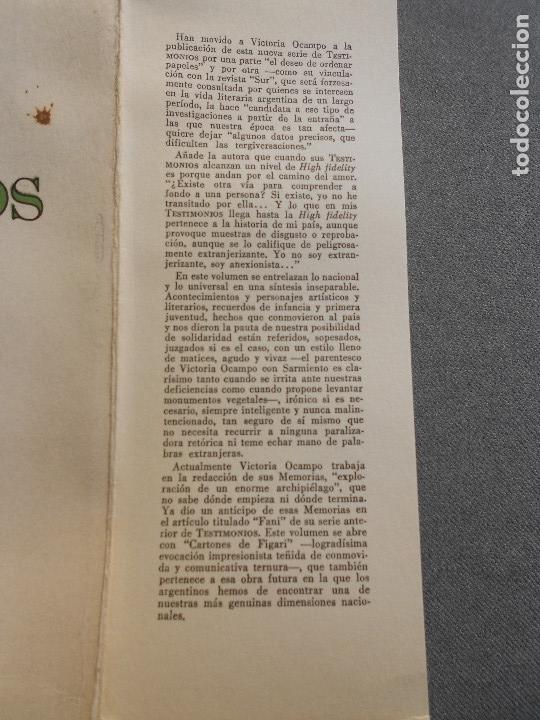 Libros de segunda mano: TESTIMONIOS. VICTORIA OCAMPO - Foto 2