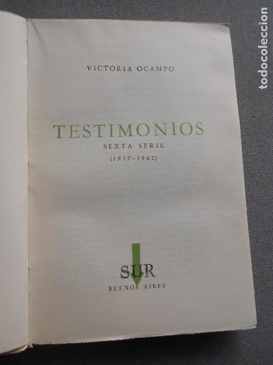 Libros de segunda mano: TESTIMONIOS. VICTORIA OCAMPO - Foto 3