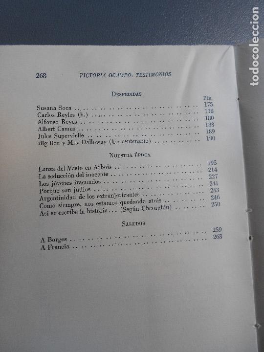 Libros de segunda mano: TESTIMONIOS. VICTORIA OCAMPO - Foto 6