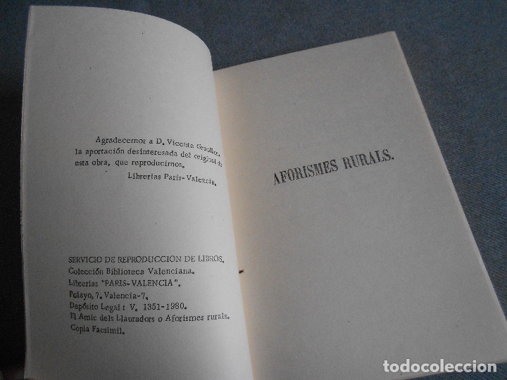 Libros de segunda mano: EL AMIC DELS LLAURADORS O AFORISMES RURALES - Foto 2