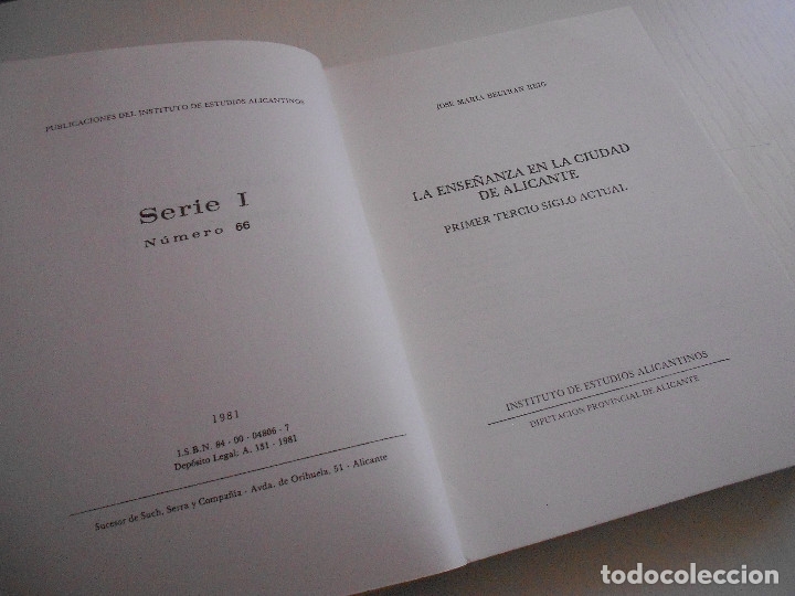 Libros de segunda mano: LA ENSE&Ntilde;ANZA EN LA CIUDAD DE ALICANTE - Foto 2