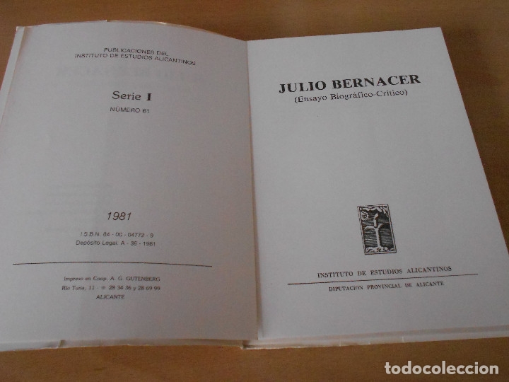 Libros de segunda mano: JULIO BERNACER. - Foto 2