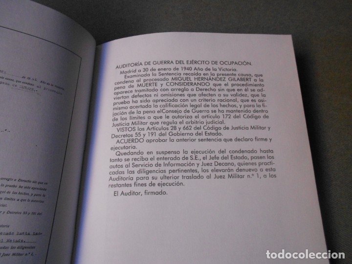 Libros de segunda mano: PROCESO Y EXPEDIENTE CONTRA MIGUEL HERNANDEZ - Foto 8
