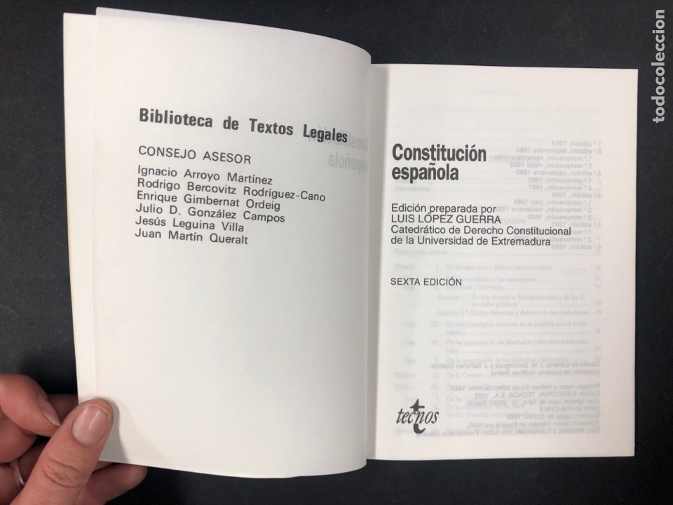 Libros de segunda mano: CONSTITUCION ESPA&Ntilde;OLA TECNOS, 6&ordf; EDICION 1993 - Foto 2