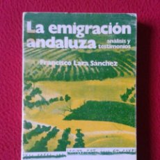 Libros de segunda mano: LIBRO LA EMIGRACIÓN ANDALUZA ANÁLISIS Y TESTIMONIOS FRANCISCO LARA SÁNCHEZ 1977 EDIC. DE LA TORRE.... Lote 226431024