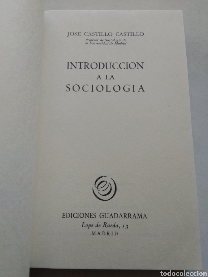 Libros de segunda mano: INTRODUCCI&Oacute;N A LA SOCIOLOG&Iacute;A/JOS&Eacute; CASTILLO CASTILLO - Foto 2