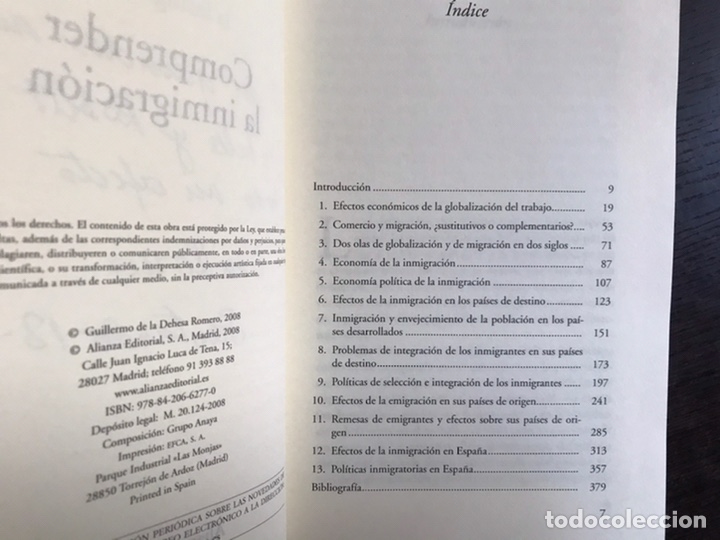 Libros de segunda mano: Comprender la inmigraci&oacute;n. Guillermo de la Dehesa. Alianza editorial - Foto 3