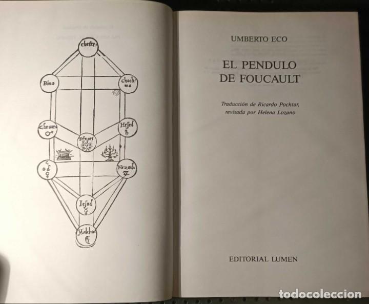 Libros de segunda mano: Libro: El P&eacute;ndulo de Foucault, Umberto Eco, 1989 - Foto 4
