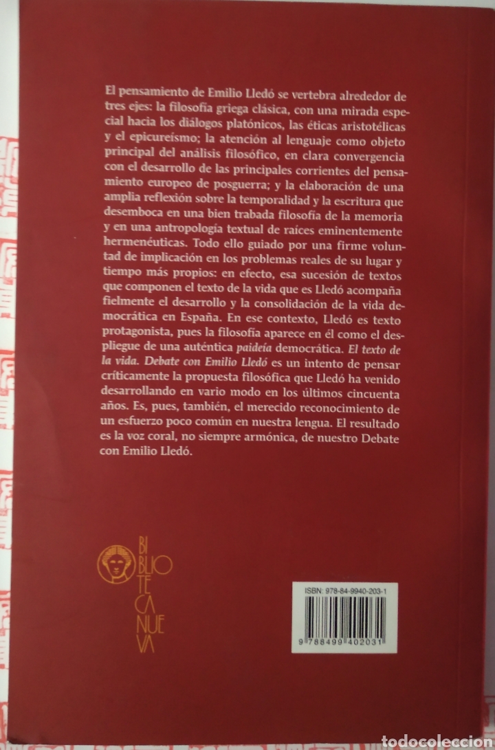 Libros de segunda mano: El texto de la vida. Debate con Emilio Lled&oacute; - Foto 2