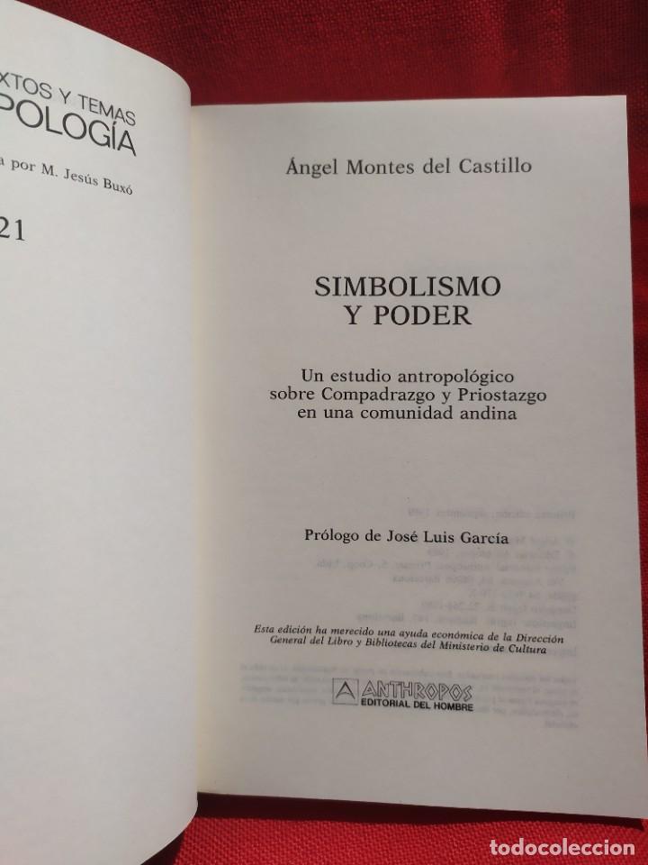 Libros de segunda mano: 1989. Simbolismo y poder. Antropolog&iacute;a. &Aacute;ngel Montes del Castillo. - Foto 2