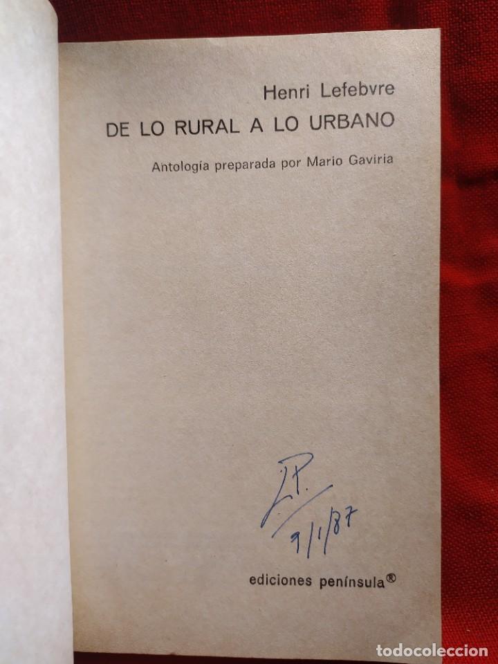 Libros de segunda mano: 1978. De lo rural a lo urbano. Henri Lefebvre. - Foto 2 - 303917793
