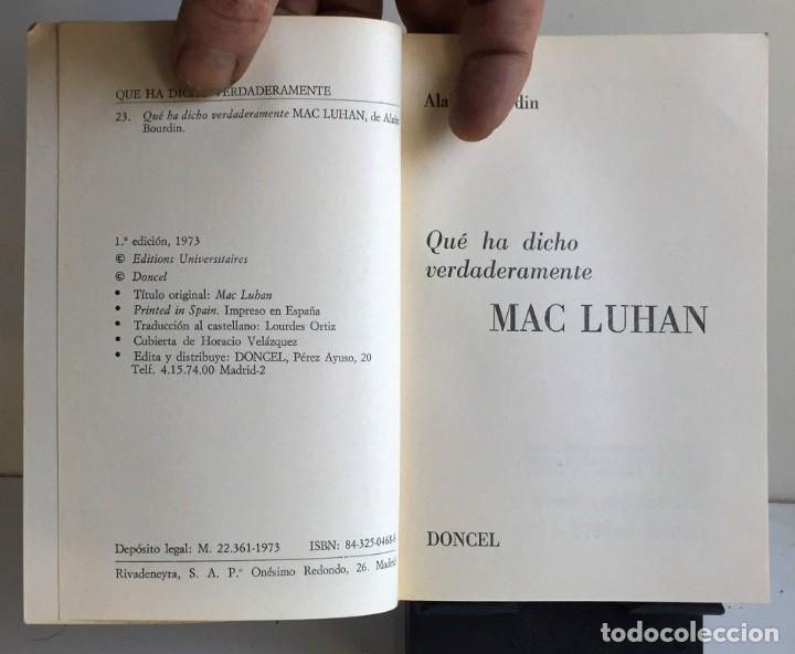 Libros de segunda mano: QU&Eacute; HA DICHO VERDADERAMENTE MAC LUHAN. Alan Bourdin - Foto 4