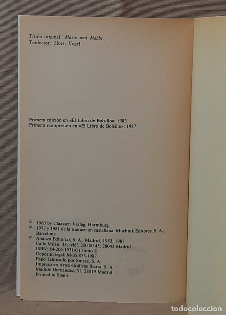 Libros de segunda mano: Masa y poder-Elias Canetti. - Foto 3