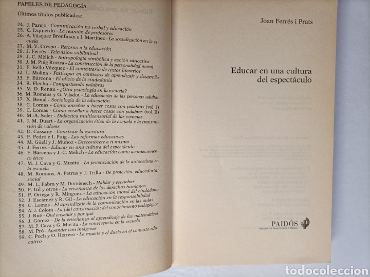 Libros de segunda mano: Educar en una cultura del espect&aacute;culo Joan Ferres - Foto 6