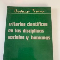 Libros de segunda mano: CRITERIOS CIENTÍFICOS EN LAS DISCIPLINAS SOCIALES Y HUMANAS. CUADERNOS TEOREMA. C. LÉVI-STRAUSS.