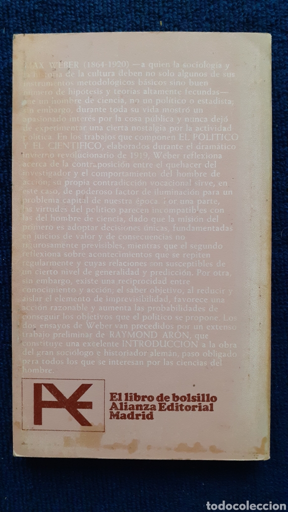 Libros de segunda mano: MAX WEBER . EL POL&Iacute;TICO Y EL CIENT&Iacute;FICO. ALIANZA EDITORIAL - Foto 2