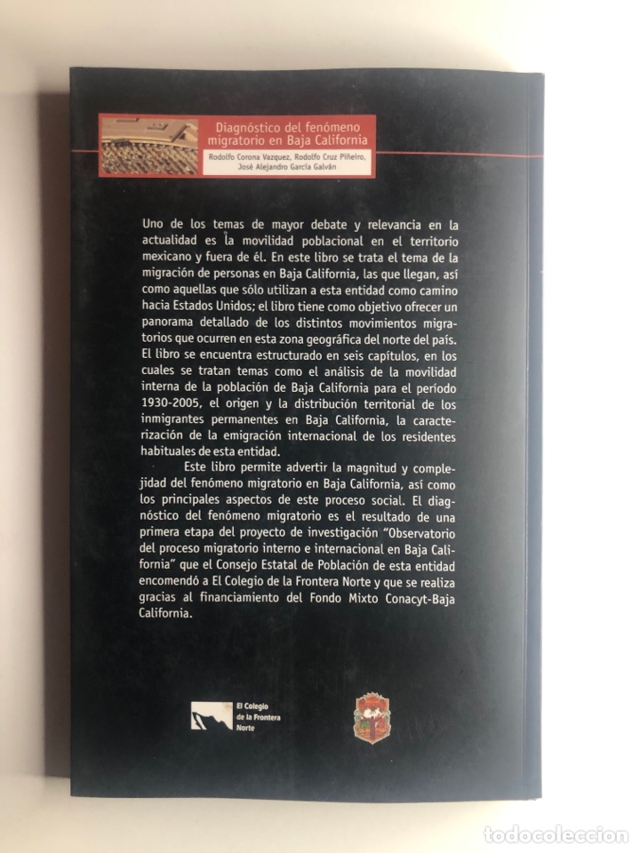 Libros de segunda mano: DIAGN&Oacute;STICO DEL FEN&Oacute;MENO MIGRATORIO EN BAJA CALIFORNIA - Foto 2