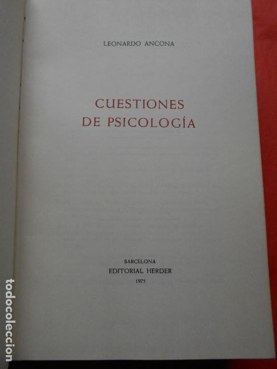 Libros de segunda mano: CUESTIONES DE PSICOLOGIA LEONARDO ANCONA - Foto 2