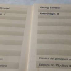 Libros de segunda mano: SOCIOLOGÍA 2 TOMOS (SIMMEL) Z 2519