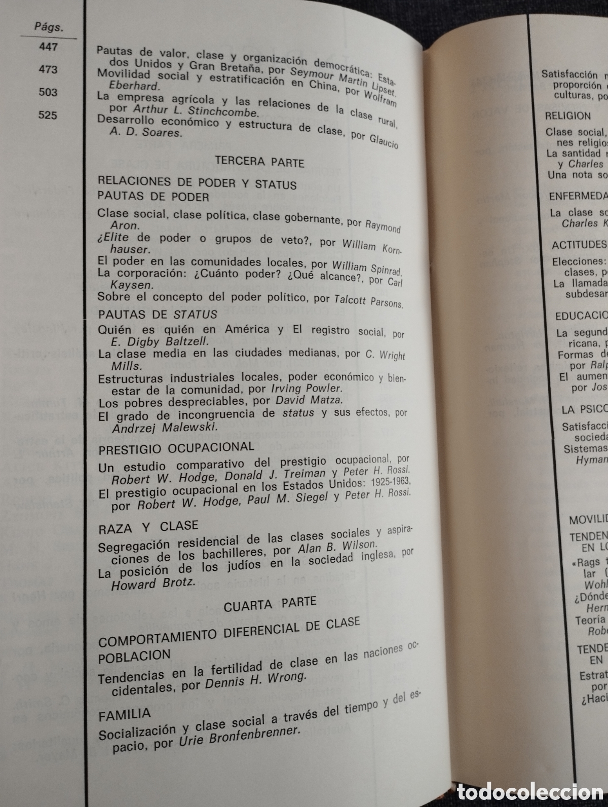 Libros de segunda mano: CLASE, STATUS Y PODER. TOMO I (REINHARD BENDIX / SEYMOUR M. LIPSET) - Foto 4