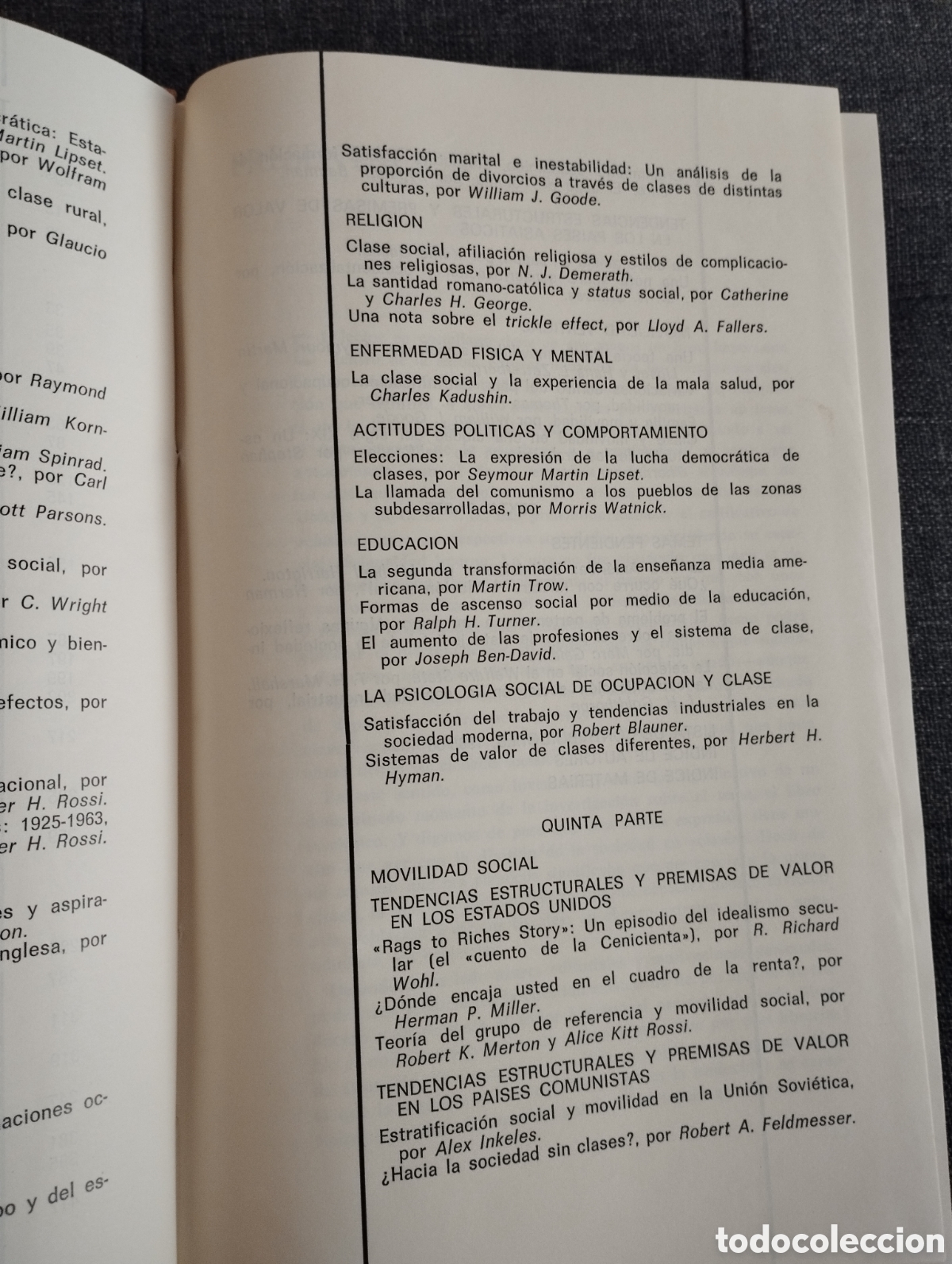 Libros de segunda mano: CLASE, STATUS Y PODER. TOMO I (REINHARD BENDIX / SEYMOUR M. LIPSET) - Foto 5