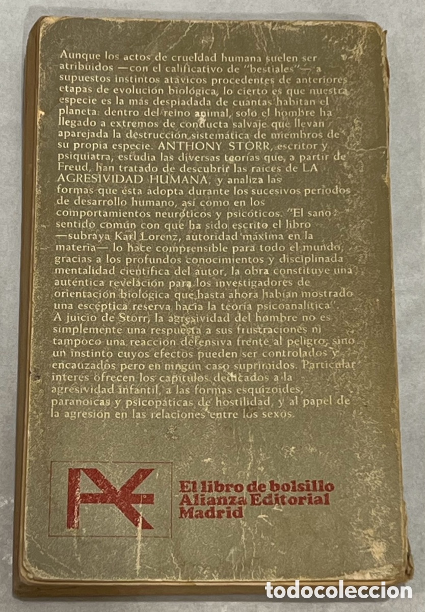 Libros de segunda mano: Libro. Anthony Storr. &ldquo;La agresividad humana&rdquo;. - Foto 2