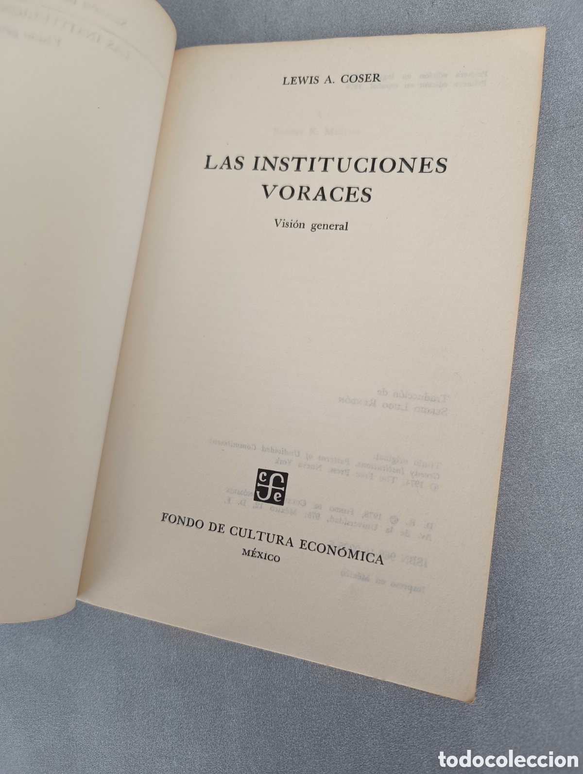 Libros de segunda mano: Las instituciones voraces. Lewis A. Coser - Foto 3