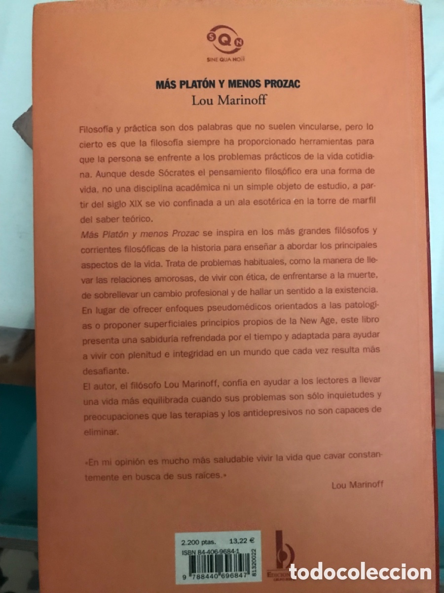Libros de segunda mano: L Marinoff. M&aacute;s Plat&oacute;n y menos Prozac - Foto 2