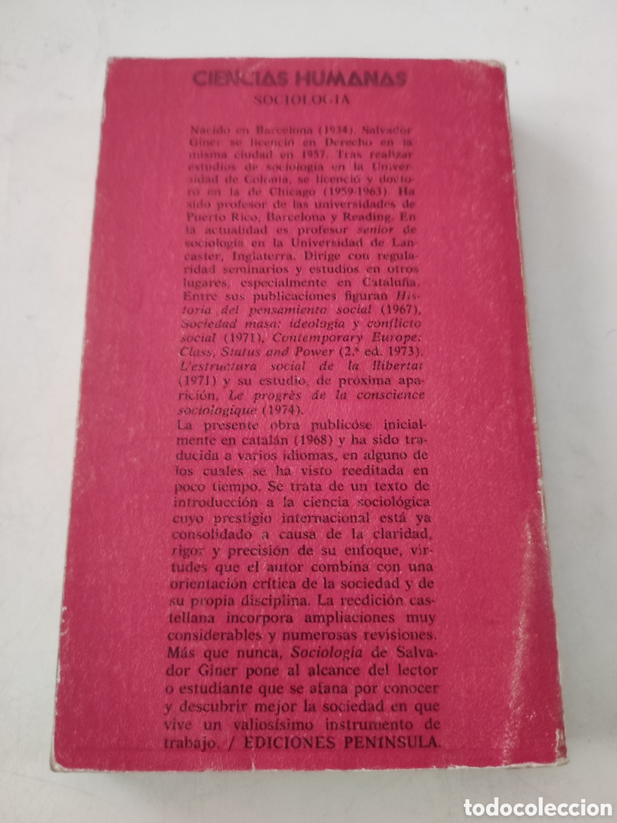 Libros de segunda mano: SOCIOLOGIA .- Salvadot Giner . - Foto 2