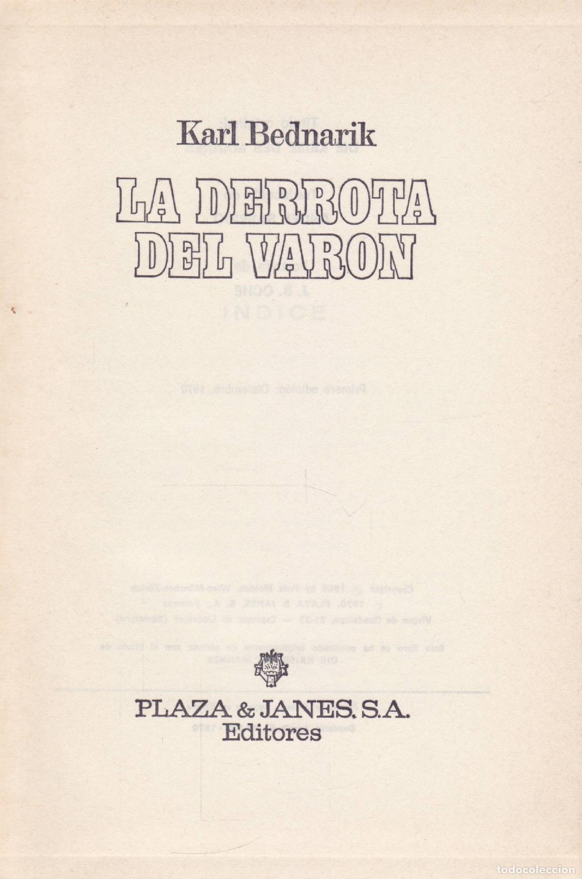 Libros de segunda mano: La derrota del varon - Bednarik, Karl - Foto 1