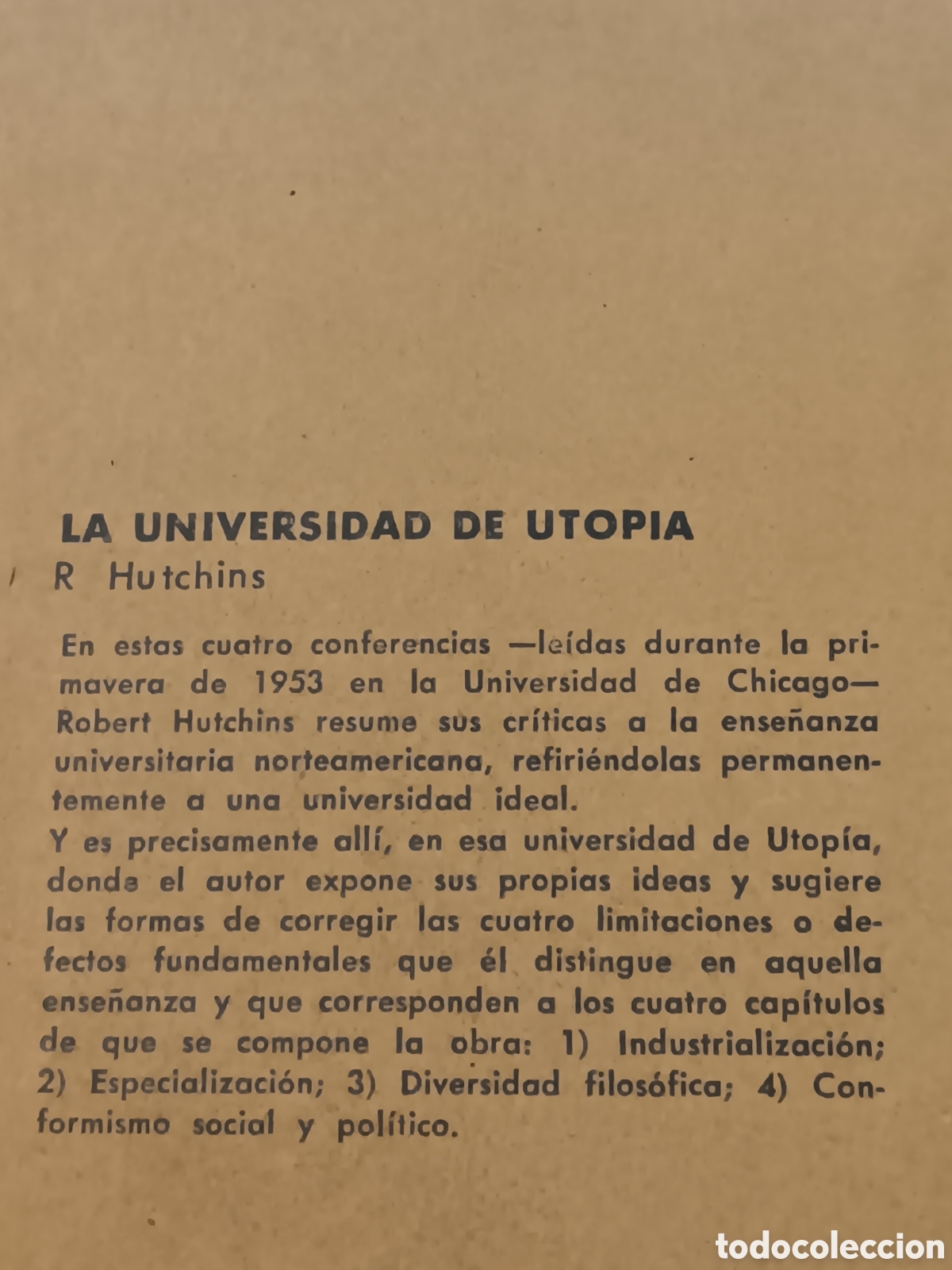 Libros de segunda mano: R. Hutchins. La universidad de utop&iacute;a - Foto 2